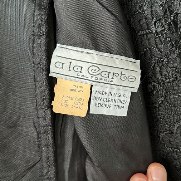 Vintage 80s 90s Black Lace Tiered Dress Size 15-16 by A La Carte California - Picture 7 of 8